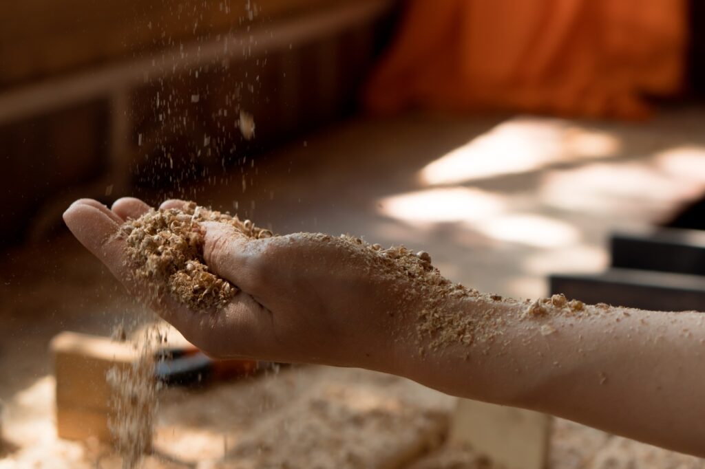 Sawdust in wood workshop